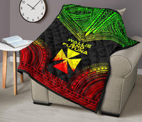 Wallis And Futuna Premium Quilt - Wallis And Futuna Coat Of Arms Polynesian Chief Reggae Version - Polynesian Pride