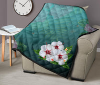 White Hibiscus Premium Quilt - Polynesian Pride