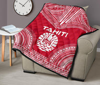 Tahiti Premium Quilt - Tahiti Flag Polynesian Chief Red Version - Polynesian Pride