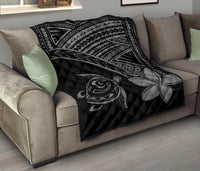 Hawaii Quilt - Hawaii Turtle Plumeria Quilt Grey - Polynesian Pride