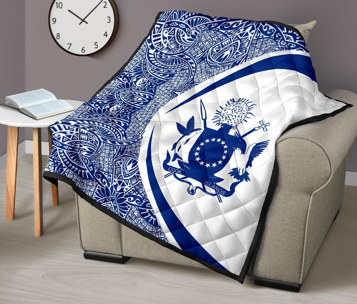 Cook Islands Coat Of Arms Polynesian Premium Quilt - Circle Style - 05 - Polynesian Pride