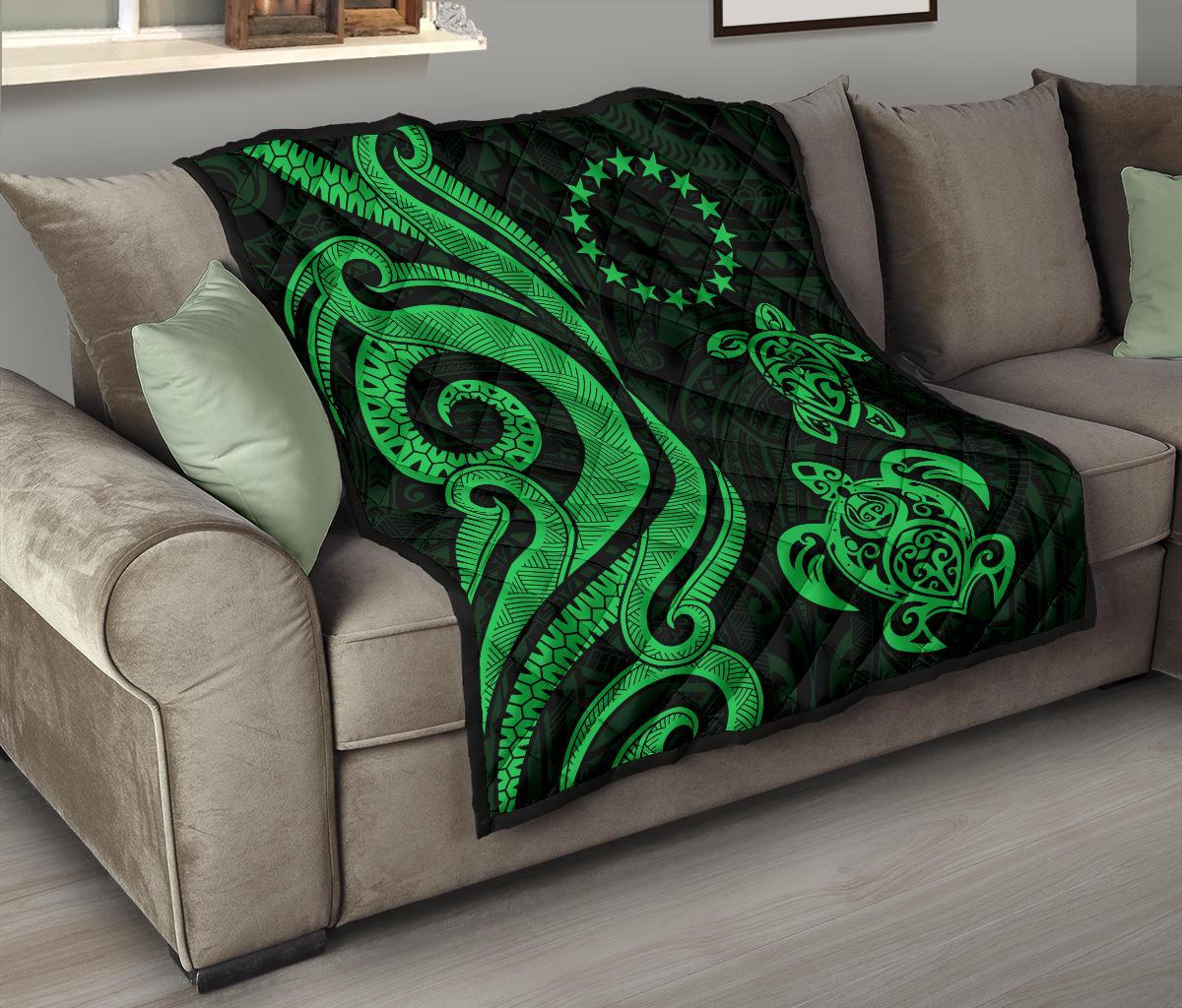 Cook Islands Premium Quilt - Green Tentacle Turtle - Polynesian Pride