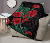 Hibiscus Red Flower Premium Quilt - Polynesian Pride