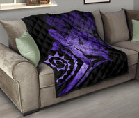 Hawaii Turtle Hibiscus Polynesian Vintage Premium Quilt - Purple - Polynesian Pride