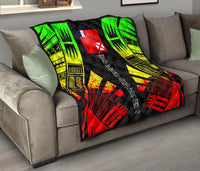 Wallis And Futuna Premium Quilt -Wallis And Futuna Coat Of Arms Polynesian Reggae Tattoo Red - Polynesian Pride