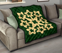 Hawaiian Premium Quilt Royal Pattern - Green - A1 Style - Polynesian Pride
