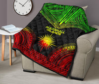 Marshall Islands Premium Quilt - Marshall Islands Flag Polynesian Chief Reggae Version - Polynesian Pride