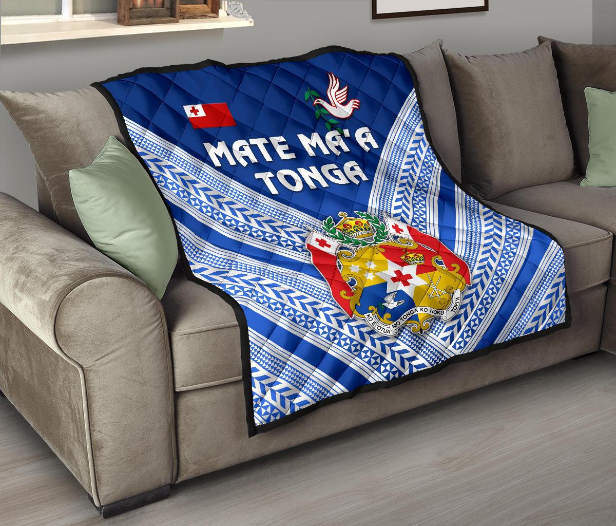 Mate Ma'a Tonga Rugby Premium Quilt Polynesian Creative Style - Blue - Polynesian Pride