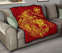 Hawaii Polynesian Personalised Premium Quilt - Vintage Polynesian Turtle (Red) - Polynesian Pride