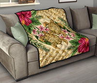Hawaii Premium Quilt - Turtle Strong Pattern Hibiscus Plumeria AH - Polynesian Pride