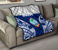 Guam Polynesian Premium Quilt - Pattern With Seal Blue Version - Polynesian Pride