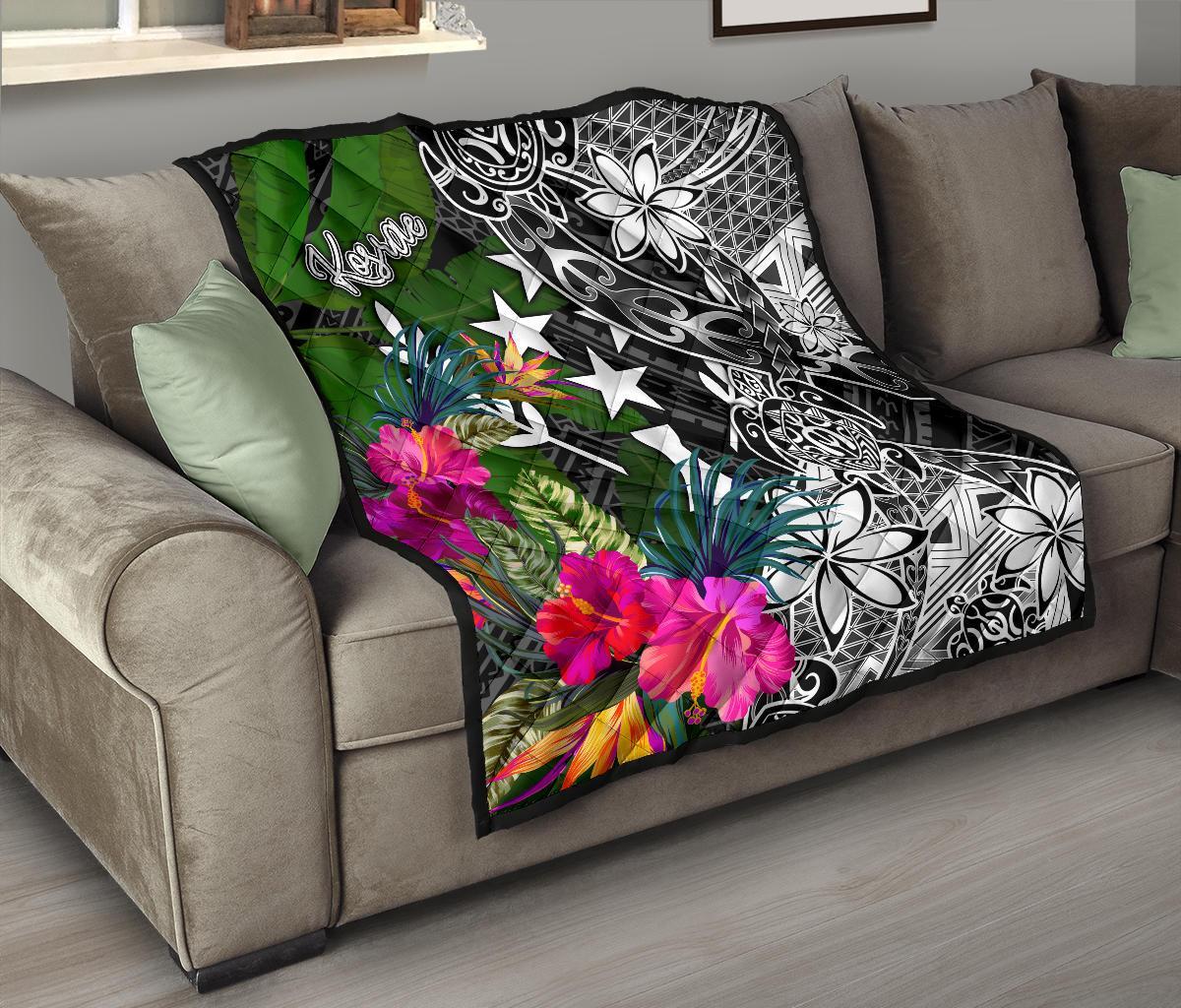 Kosrae Premium Quilt - Turtle Plumeria Banana Leaf - Polynesian Pride