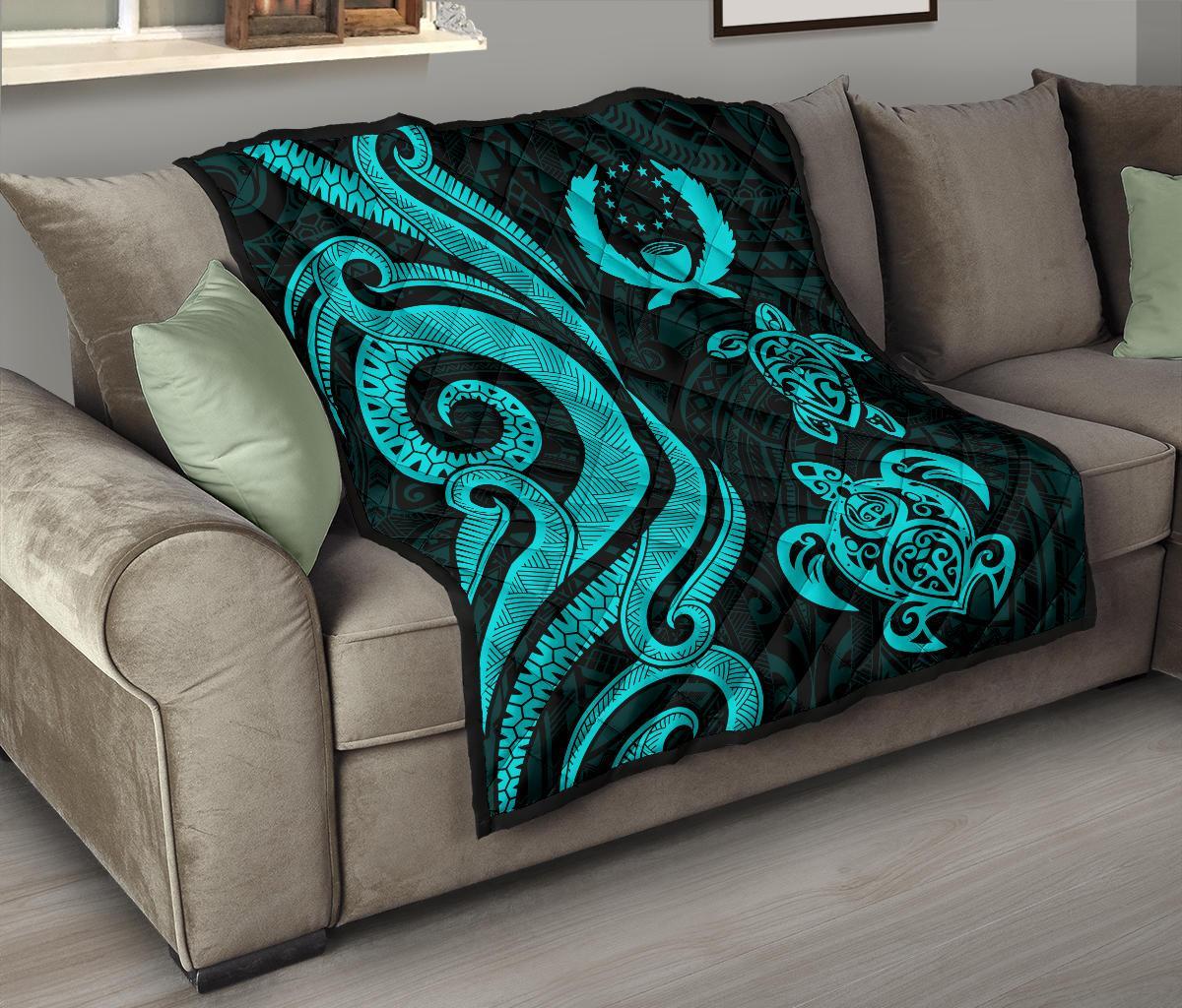 Pohnpei Premium Quilt - Turquoise Tentacle Turtle - Polynesian Pride