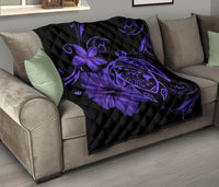 Hawaii Turtle Hibiscus Premium Quilt Purple - Polynesian Pride