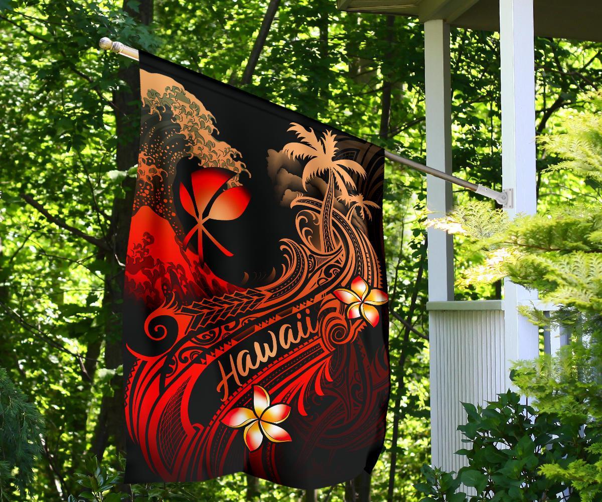 Hawaii Polynesian Flag - Plumeria Flowers And Waves - Polynesian Pride