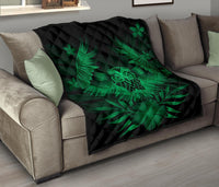 Hawaii Owl Hibiscus Plumeria Premium Quilt - Green - Polynesian Pride