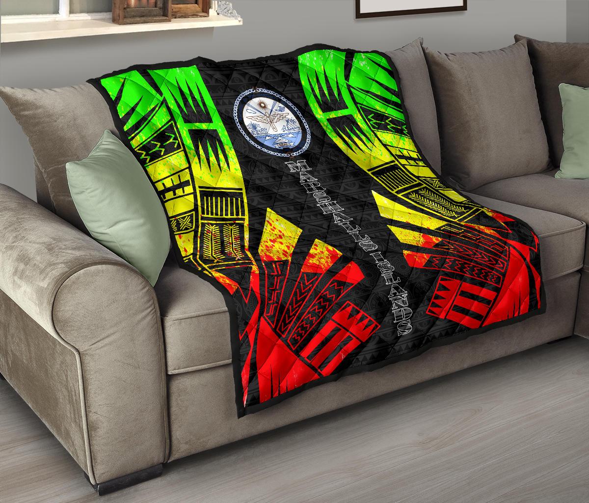 Marshall Islands Premium Quilt - Marshall Islands Seal Polynesian Reggae Tattoo - Polynesian Pride