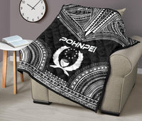 Pohnpei Premium Quilt - Pohnpie Flag Polynesian Chief Black Version - Polynesian Pride