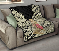 Hawaii Polynesian Hula Girl Wearing Plumeria Premium Quilt - Polynesian Pride