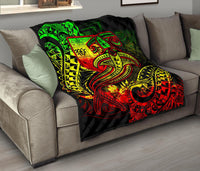 Fiji Premium Quilt - Reggae Shark Polynesian Tattoo - Polynesian Pride