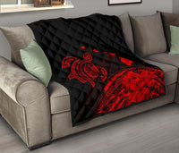 Hawaii Map Plumeria Polynesian Red Premium Quilt - Polynesian Pride