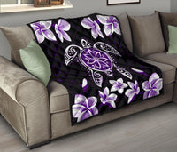 Hawaiian Violet Turtle Plumeria Quilt - Polynesian Pride