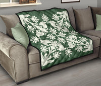 Hawaiian Flower Tropical Pattern Premium Quilt - Green - Argu Style - AH - Polynesian Pride