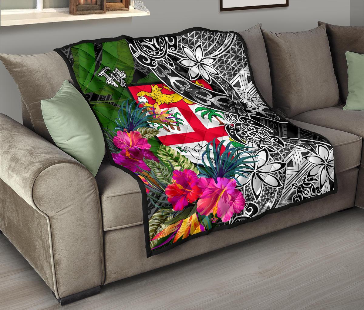 Fiji Premium Quilt - Turtle Plumeria Banana Leaf - Polynesian Pride
