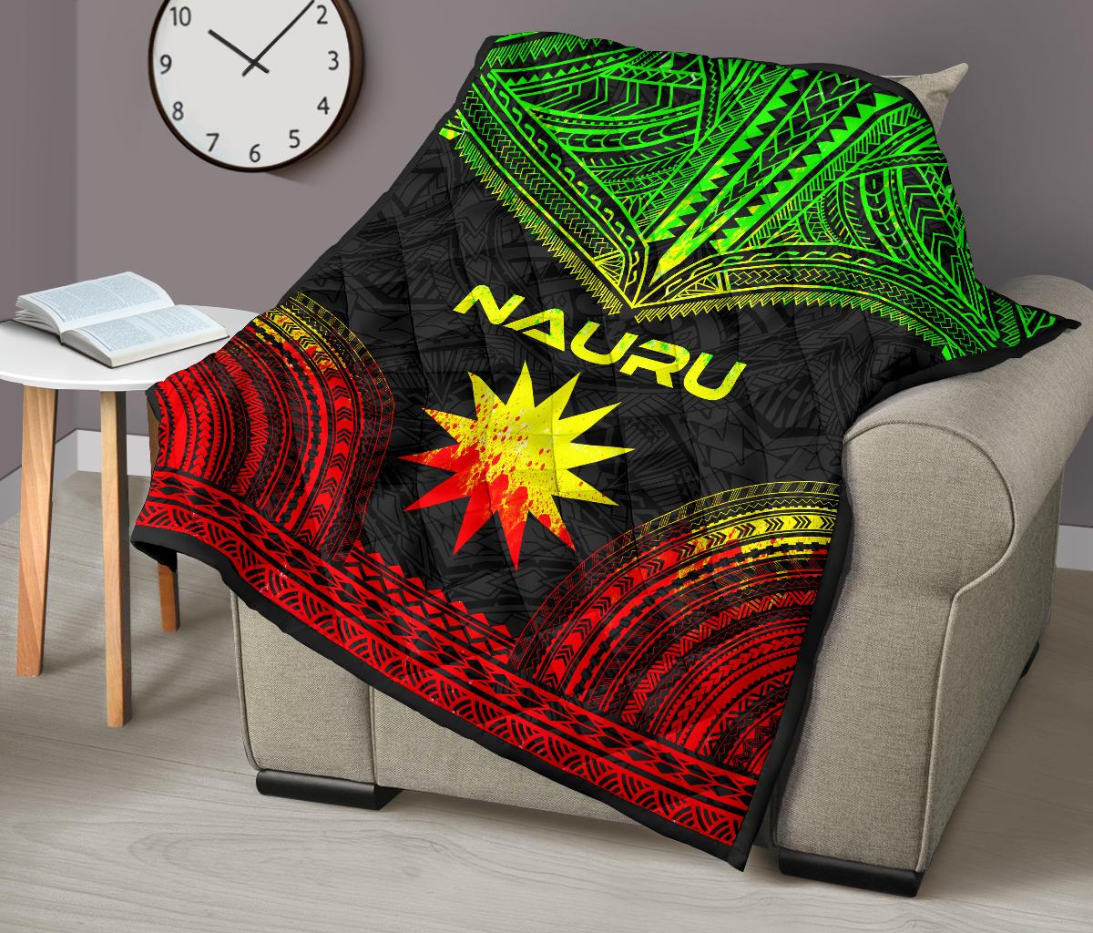 Nauru Premium Quilt - Nauru Flag Polynesian Chief Reggae Version - Polynesian Pride