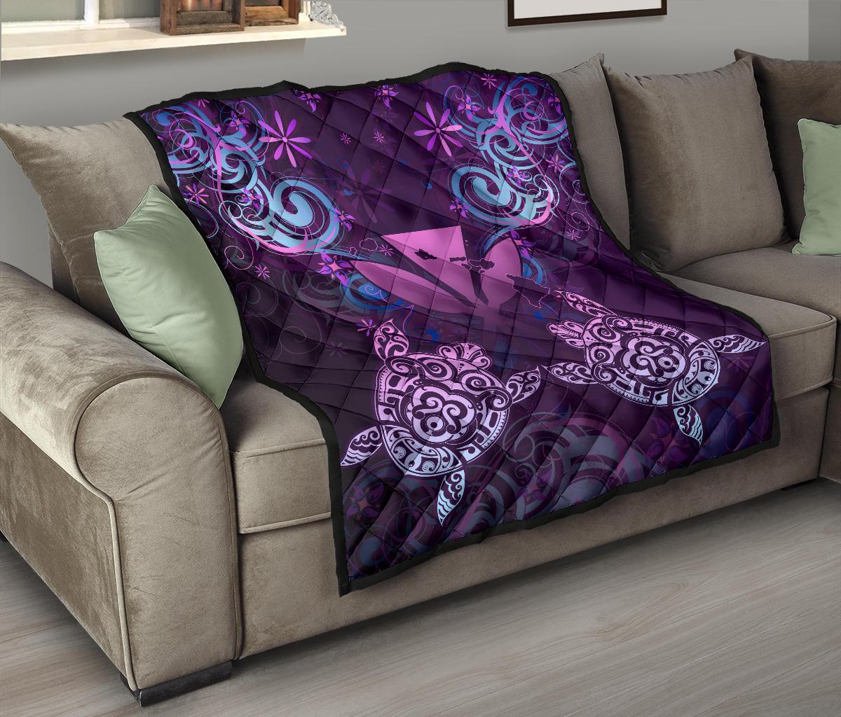 Hawaii Turtle Kanaka Maoli Premium Quilt - Tea Style - AH - Polynesian Pride