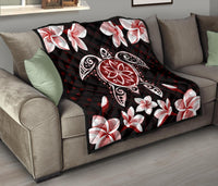 Hawaiian Reddie Turtle Plumeria Quilt - Polynesian Pride