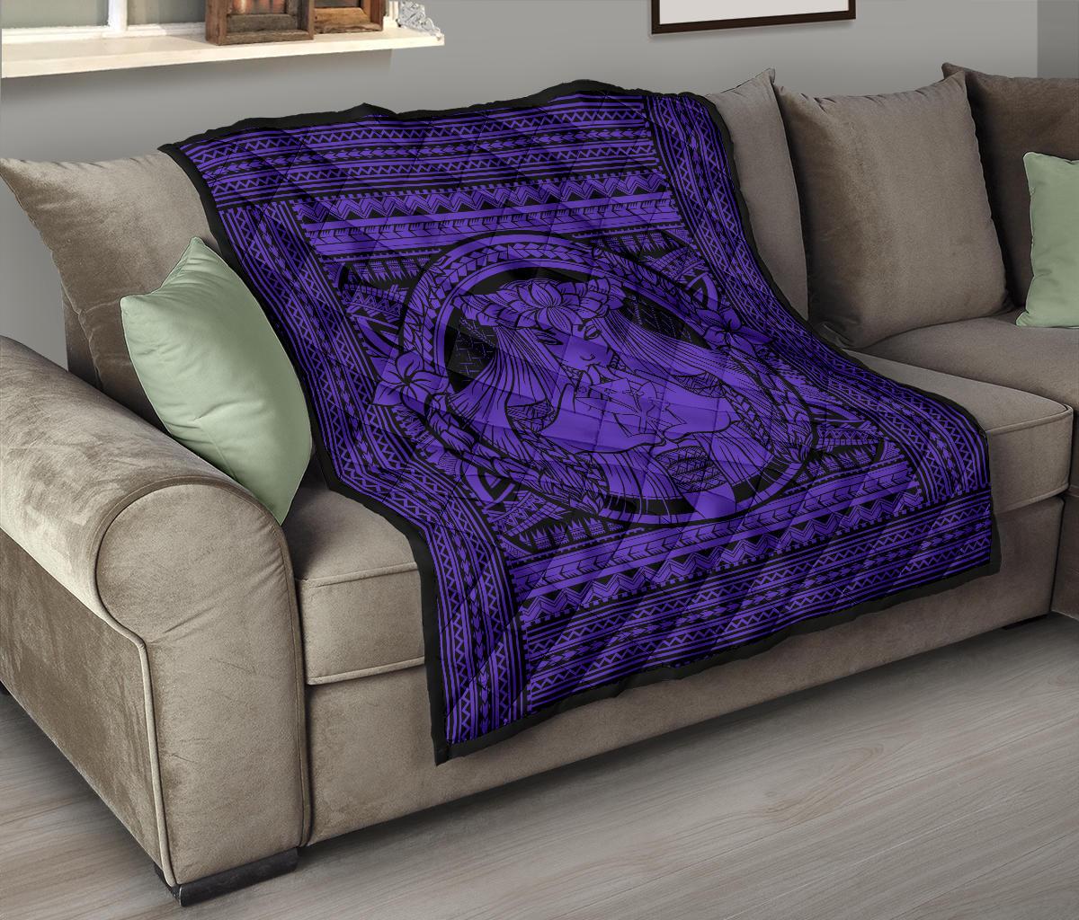 Hawaii Polynesian Pele Kanaka Premium Quilt Purple - Polynesian Pride