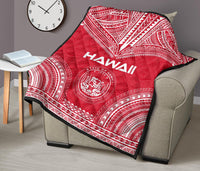 Hawaii Premium Quilt - Hawaii Seal Polynesian Chief Red Version - Polynesian Pride