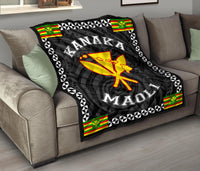Kanaka Maoli Flag Polynesian Premium Quilt White - Love Style Premium Quilt White - Polynesian Pride