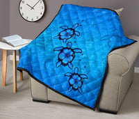 Turtle Hibiscus Swim In Sea Premium Quilt - Polynesian Pride