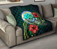 Federated States of Micronesia Premium Quilt - Green Turtle Hibiscus - Polynesian Pride