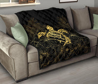 Hawaii Turtle Kanaka Golden Premium Quilt - Polynesian Pride