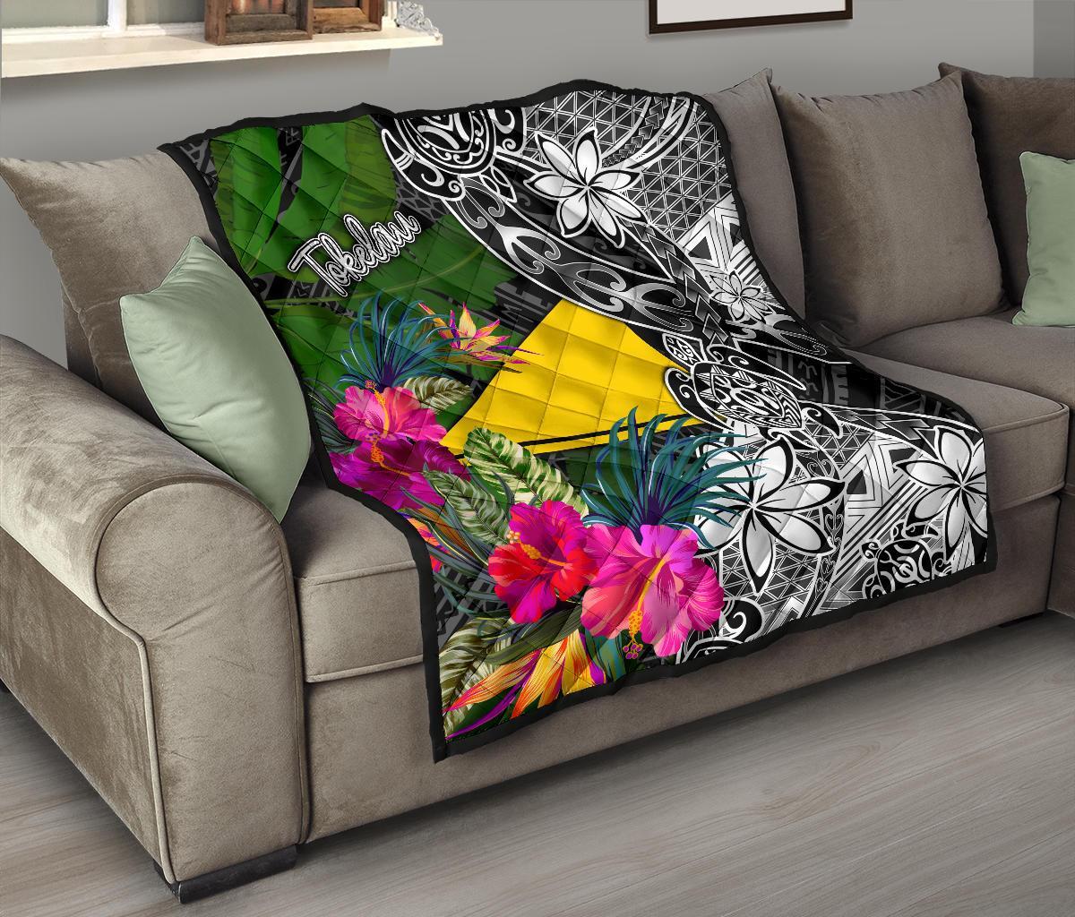 Tokelau Premium Quilt - Turtle Plumeria Banana Leaf - Polynesian Pride