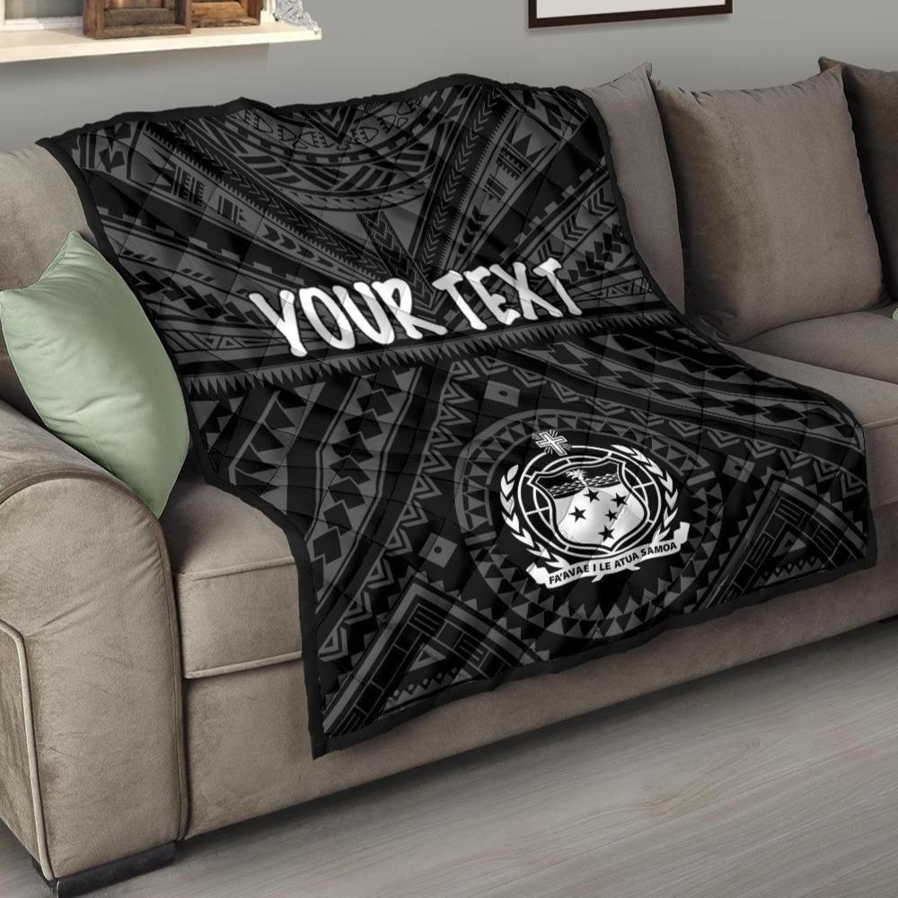 Samoa Personalised Premium Quilt - Samoa Seal In Polynesian Tattoo Style Black - Polynesian Pride