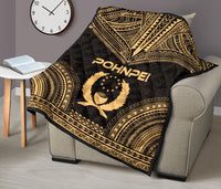 Pohnpei Premium Quilt - Pohnpie Flag Polynesian Chief Gold Version - Polynesian Pride