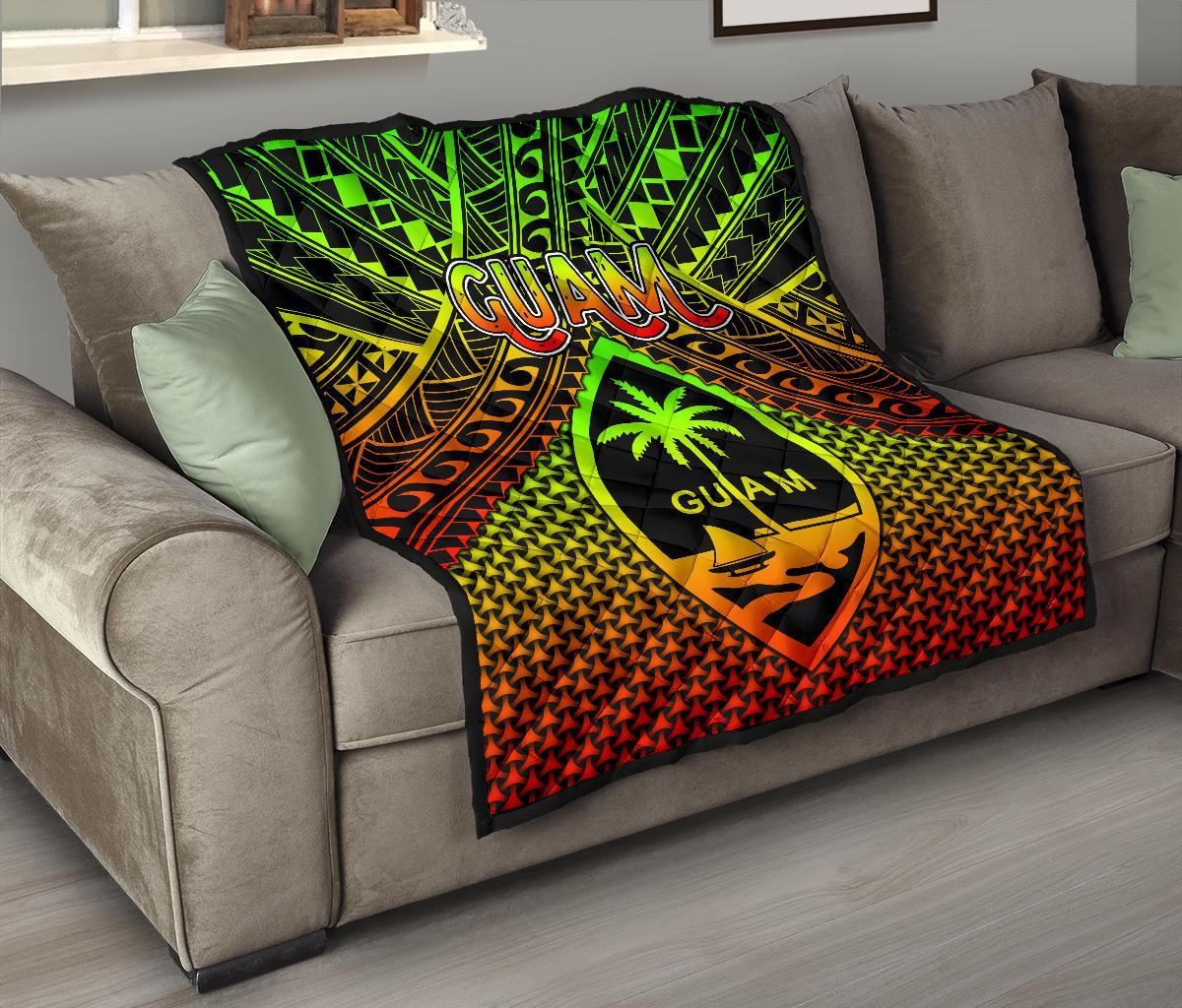 Polynesian Guam Premium Quilt - Reggae Vintage Polynesian Patterns - Polynesian Pride