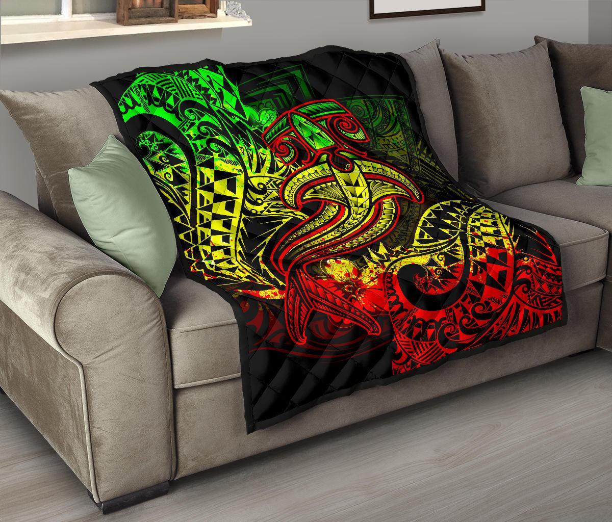 Polynesian Premium Quilt - Reggae Shark Polynesian Tattoo - Polynesian Pride