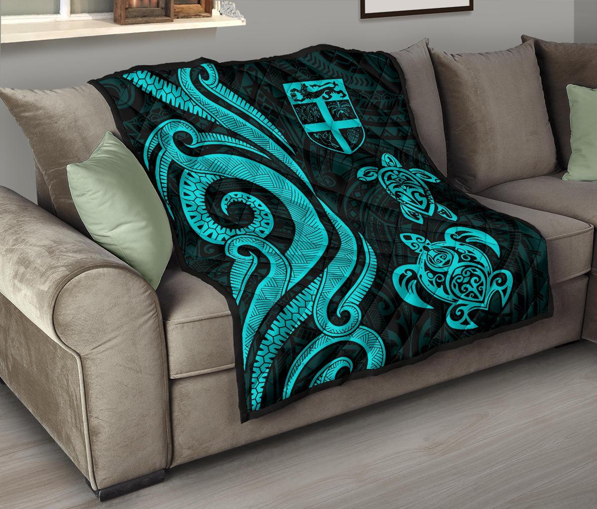 Fiji Polynesian Premium Quilt - Turquoise Tentacle Turtle - Polynesian Pride