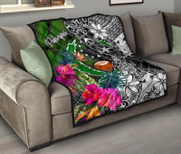 Pohnpei Premium Quilt - Turtle Plumeria Banana Leaf - Polynesian Pride