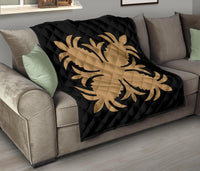 Hawaiian Premium Quilt Royal Pattern - Black And Gold - A2 Style - AH J2 - Polynesian Pride