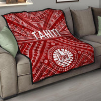 Tahiti Premium Quilt - Tahiti Seal In Polynesian Tattoo Style (Red) Red - Polynesian Pride