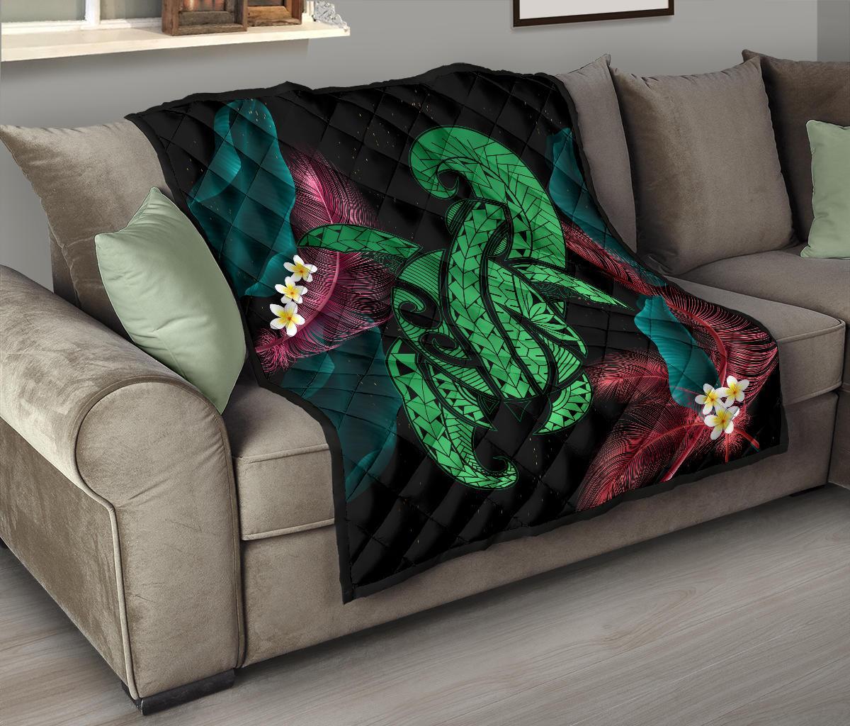 Hawaii Turtle Polynesian Tropical Premium Quilt - Ghia Style Green - Polynesian Pride