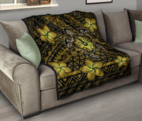 Hawaii Mix Polynesian Turtle Plumeria Premium Quilt - AH - Nick Style - Yellow - Polynesian Pride