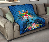 Fiji Premium Quilt - Turtle Hibiscus Tapa Patterns - Polynesian Pride