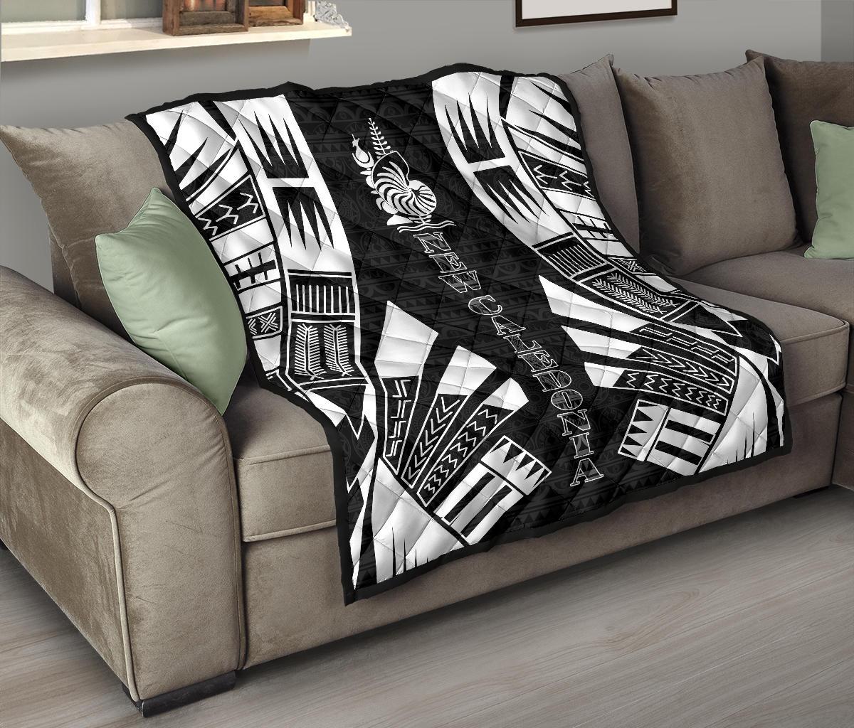 New Caledonia Premium Quilt - New Caledonia Coat Of Arms Polynesian White Tattoo - Polynesian Pride